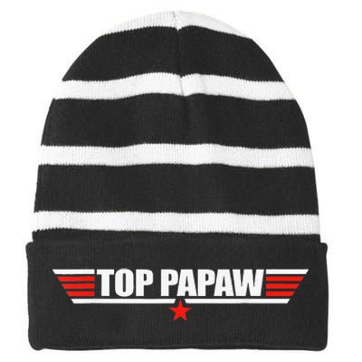 Top Papaw Father s Day Gift for Papaw World's Best Father Striped Beanie with Solid Band