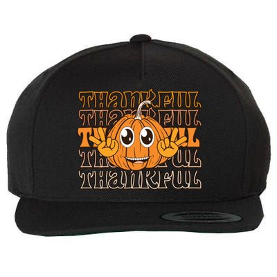 Thankful Pumpkin Fall Vibes Autumn Season Thanksgiving Pumpkin Spice Funny Wool Snapback Cap