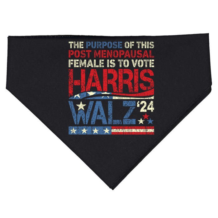 The Purpose Fotr This Post Menopausal Female Harris Walz 24 USA-Made Doggie Bandana