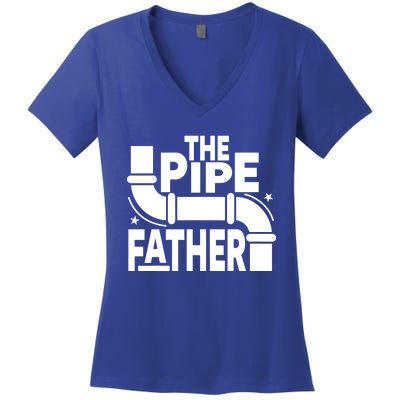 The Pipe Father Plumber Women's V-Neck T-Shirt