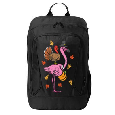 Turkey Pilgrim Flamingo Funny Thanksgiving City Backpack