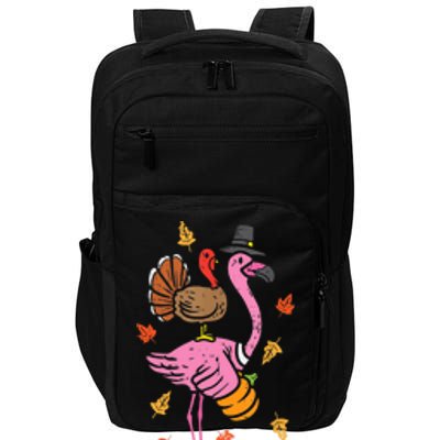 Turkey Pilgrim Flamingo Funny Thanksgiving Impact Tech Backpack