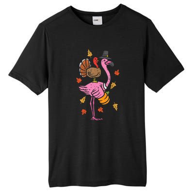 Turkey Pilgrim Flamingo Funny Thanksgiving Tall Fusion ChromaSoft Performance T-Shirt