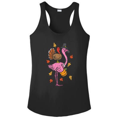 Turkey Pilgrim Flamingo Funny Thanksgiving Ladies PosiCharge Competitor Racerback Tank