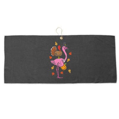 Turkey Pilgrim Flamingo Funny Thanksgiving Large Microfiber Waffle Golf Towel