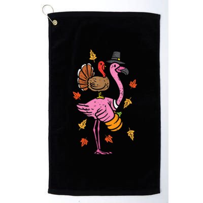 Turkey Pilgrim Flamingo Funny Thanksgiving Platinum Collection Golf Towel