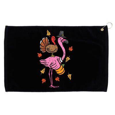 Turkey Pilgrim Flamingo Funny Thanksgiving Grommeted Golf Towel