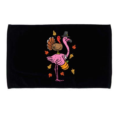 Turkey Pilgrim Flamingo Funny Thanksgiving Microfiber Hand Towel