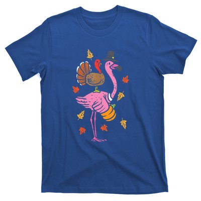 Turkey Pilgrim Flamingo Funny Thanksgiving T-Shirt