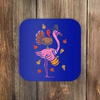 Turkey Pilgrim Flamingo Funny Thanksgiving Coaster