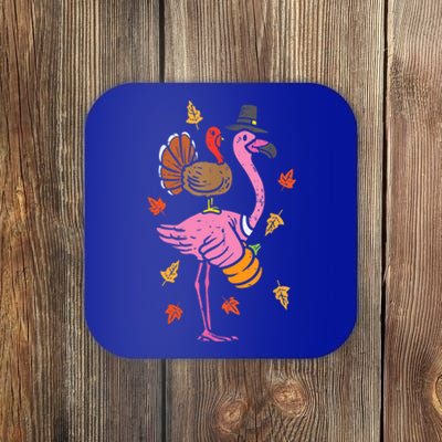 Turkey Pilgrim Flamingo Funny Thanksgiving Coaster