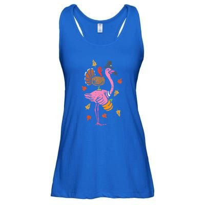 Turkey Pilgrim Flamingo Funny Thanksgiving Ladies Essential Flowy Tank