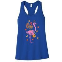 Turkey Pilgrim Flamingo Funny Thanksgiving Women's Racerback Tank