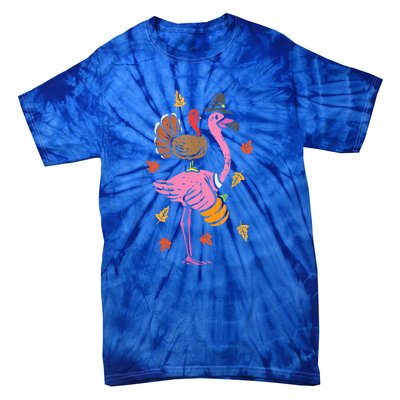 Turkey Pilgrim Flamingo Funny Thanksgiving Tie-Dye T-Shirt