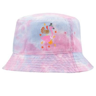 Turkey Pilgrim Flamingo Funny Thanksgiving Tie-Dyed Bucket Hat