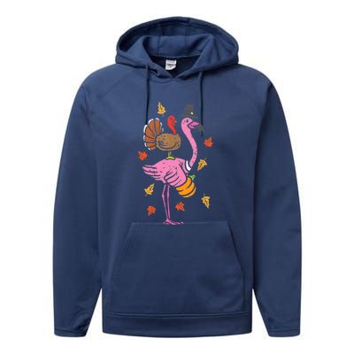 Turkey Pilgrim Flamingo Funny Thanksgiving Performance Fleece Hoodie