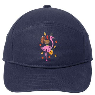 Turkey Pilgrim Flamingo Funny Thanksgiving 7-Panel Snapback Hat