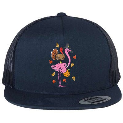 Turkey Pilgrim Flamingo Funny Thanksgiving Flat Bill Trucker Hat