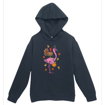 Turkey Pilgrim Flamingo Funny Thanksgiving Urban Pullover Hoodie