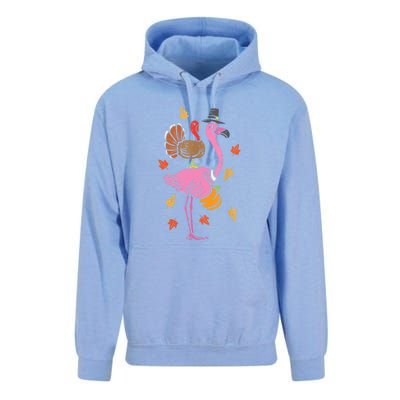 Turkey Pilgrim Flamingo Funny Thanksgiving Unisex Surf Hoodie