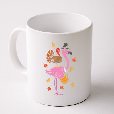 Turkey Pilgrim Flamingo Funny Thanksgiving Coffee Mug