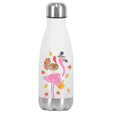 Turkey Pilgrim Flamingo Funny Thanksgiving Stainless Steel Insulated Water Bottle