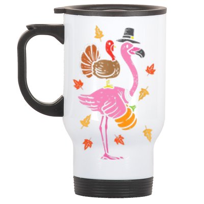 Turkey Pilgrim Flamingo Funny Thanksgiving Stainless Steel Travel Mug