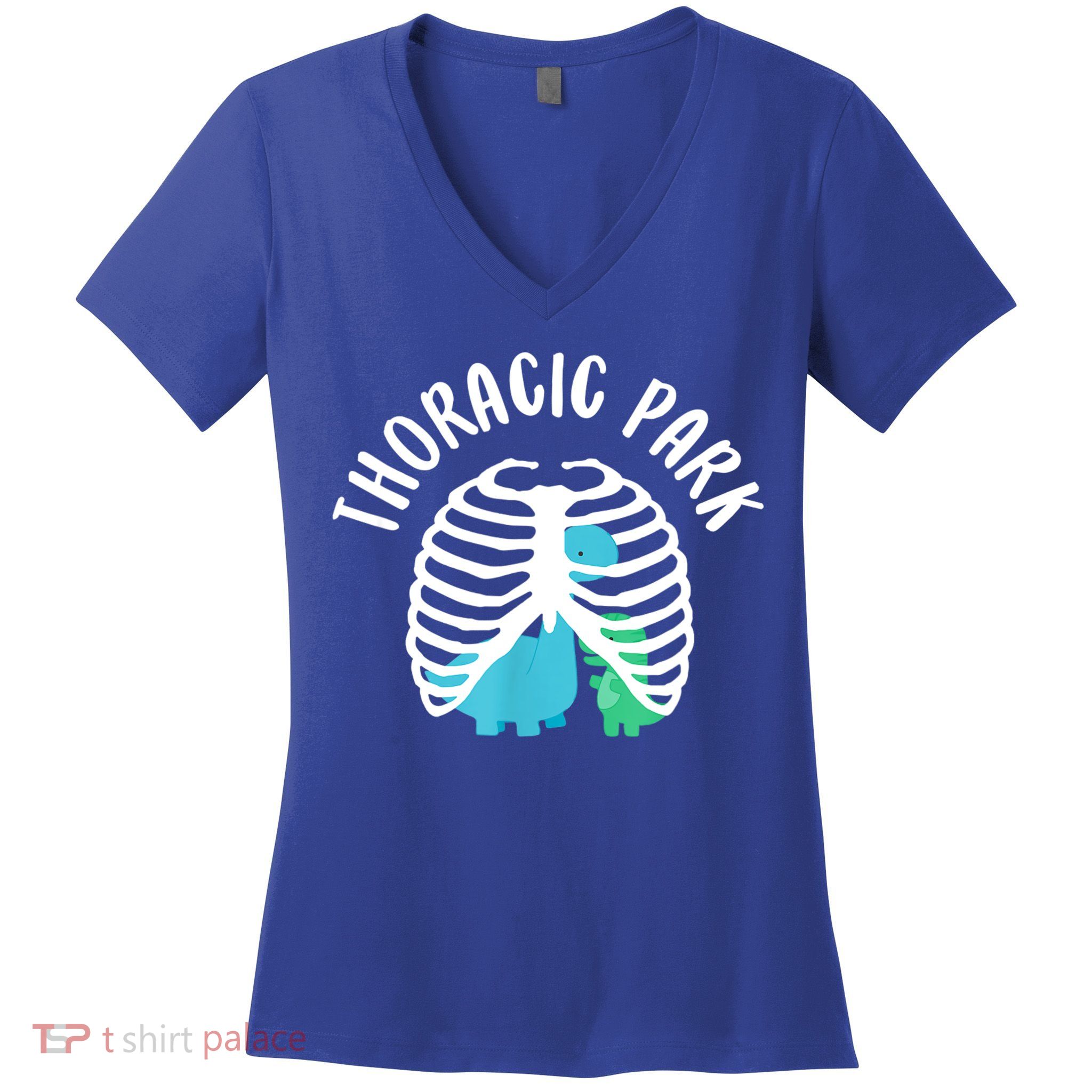 Thoracic Park Funny Dinosaur Nurse Squad Nursing Student Women's V-Neck T-Shirt