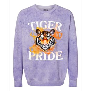 Tiger Pride Flame Tiger Mascot Retro School Sport Cheer Team Colorblast Crewneck Sweatshirt