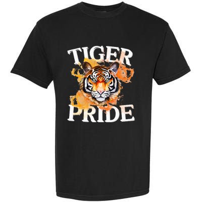 Tiger Pride Flame Tiger Mascot Retro School Sport Cheer Team Garment-Dyed Heavyweight T-Shirt