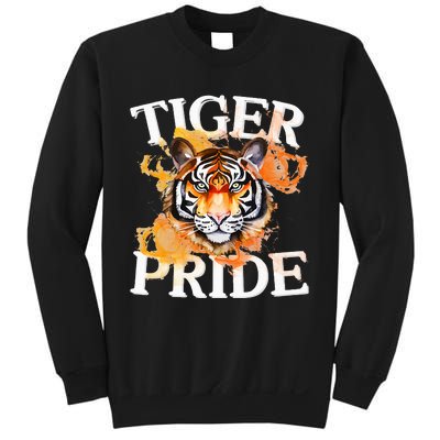 Tiger Pride Flame Tiger Mascot Retro School Sport Cheer Team Sweatshirt