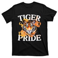 Tiger Pride Flame Tiger Mascot Retro School Sport Cheer Team T-Shirt