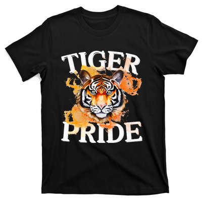 Tiger Pride Flame Tiger Mascot Retro School Sport Cheer Team T-Shirt