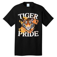 Tiger Pride Flame Tiger Mascot Retro School Sport Cheer Team Tall T-Shirt