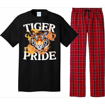 Tiger Pride Flame Tiger Mascot Retro School Sport Cheer Team Pajama Set