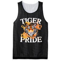 Tiger Pride Flame Tiger Mascot Retro School Sport Cheer Team Mesh Reversible Basketball Jersey Tank