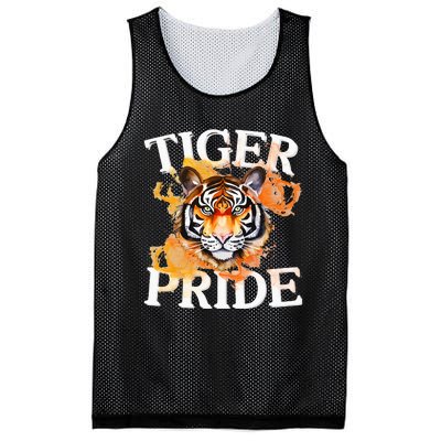 Tiger Pride Flame Tiger Mascot Retro School Sport Cheer Team Mesh Reversible Basketball Jersey Tank