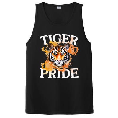 Tiger Pride Flame Tiger Mascot Retro School Sport Cheer Team PosiCharge Competitor Tank