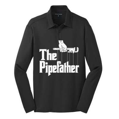 The Pipefather Funny Plumber Handyman Pipe Fitter Silk Touch Performance Long Sleeve Polo