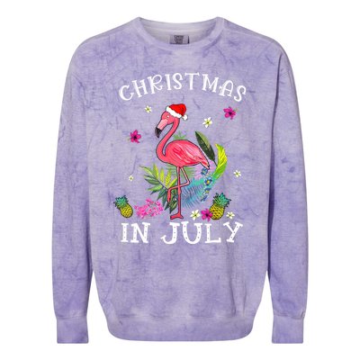 Tropical Pink Flamingo Christmas In July Summer Great Gift Colorblast Crewneck Sweatshirt