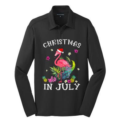 Tropical Pink Flamingo Christmas In July Summer Great Gift Silk Touch Performance Long Sleeve Polo