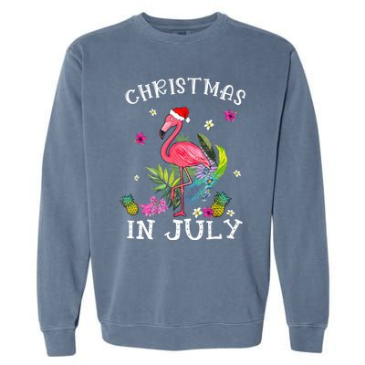 Tropical Pink Flamingo Christmas In July Summer Great Gift Garment-Dyed Sweatshirt