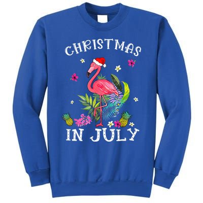 Tropical Pink Flamingo Christmas In July Summer Great Gift Sweatshirt