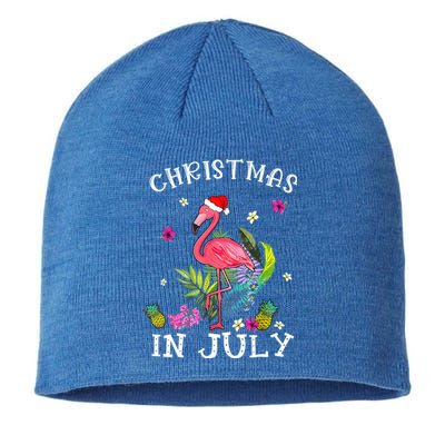 Tropical Pink Flamingo Christmas In July Summer Great Gift Sustainable Beanie