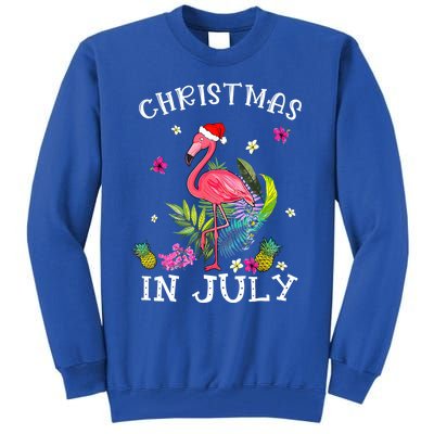 Tropical Pink Flamingo Christmas In July Summer Great Gift Tall Sweatshirt