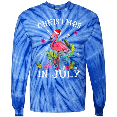 Tropical Pink Flamingo Christmas In July Summer Great Gift Tie-Dye Long Sleeve Shirt