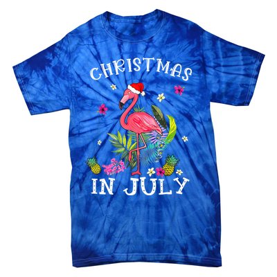 Tropical Pink Flamingo Christmas In July Summer Great Gift Tie-Dye T-Shirt