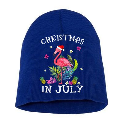 Tropical Pink Flamingo Christmas In July Summer Great Gift Short Acrylic Beanie