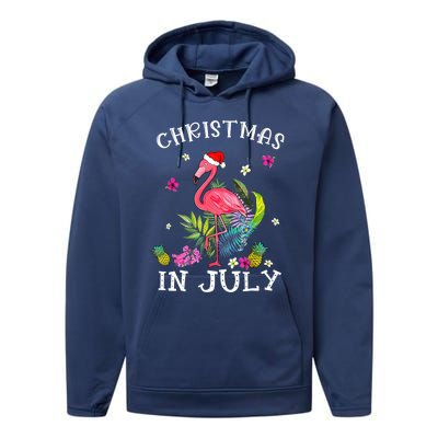 Tropical Pink Flamingo Christmas In July Summer Great Gift Performance Fleece Hoodie