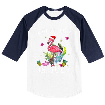 Tropical Pink Flamingo Christmas In July Summer Great Gift Baseball Sleeve Shirt